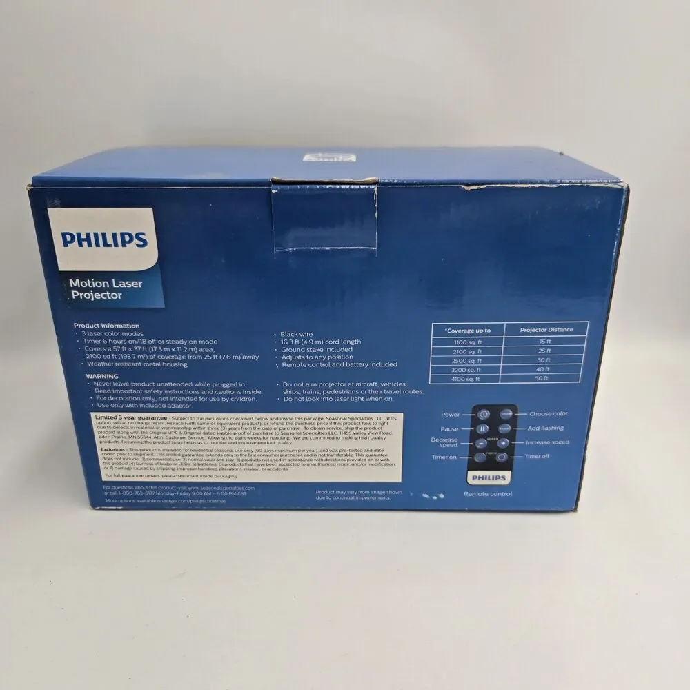 Philips Motion Laser Projector Dot Pattern Indoor Outdoor 4,000 Sq. Ft. Coverage